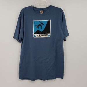 THE DUCK CO Mens L blue Ski Stunts graphic tee